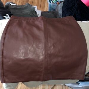 Altar’d State Brown Pleather Mini Skirt